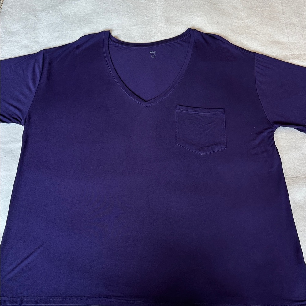 Kyte Baby Women’s Short Sleeve V Neck Bamboo Purple T-Shirt with Pocket size XXL